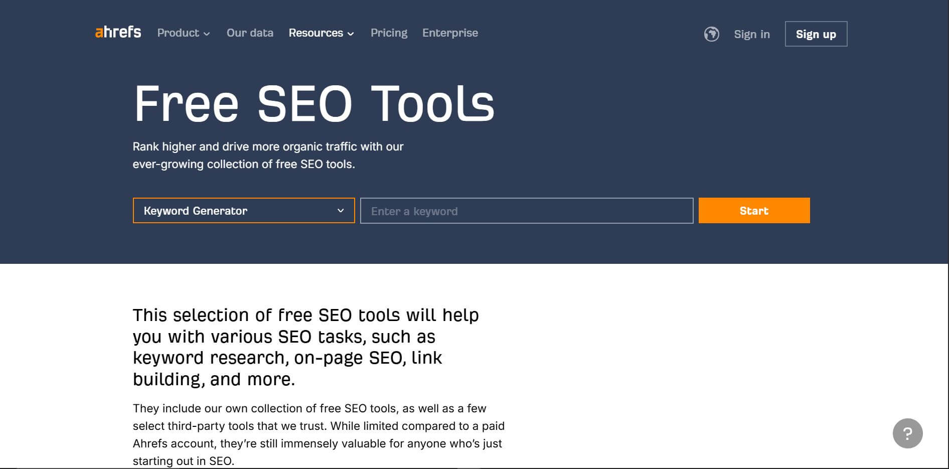 ahrefs free seo tools abstract infosys