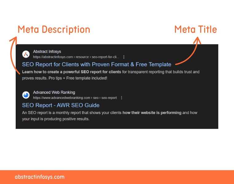 meta title and meta description meaning by abstract infosys