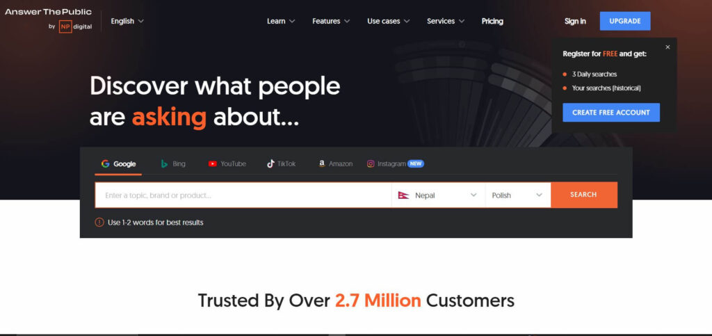 answer the public keyword research seo tool