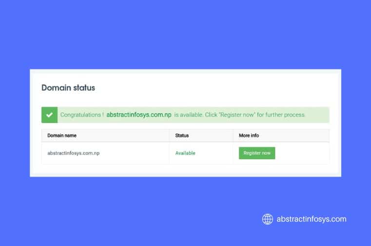 checking domain name availability at register.com.np