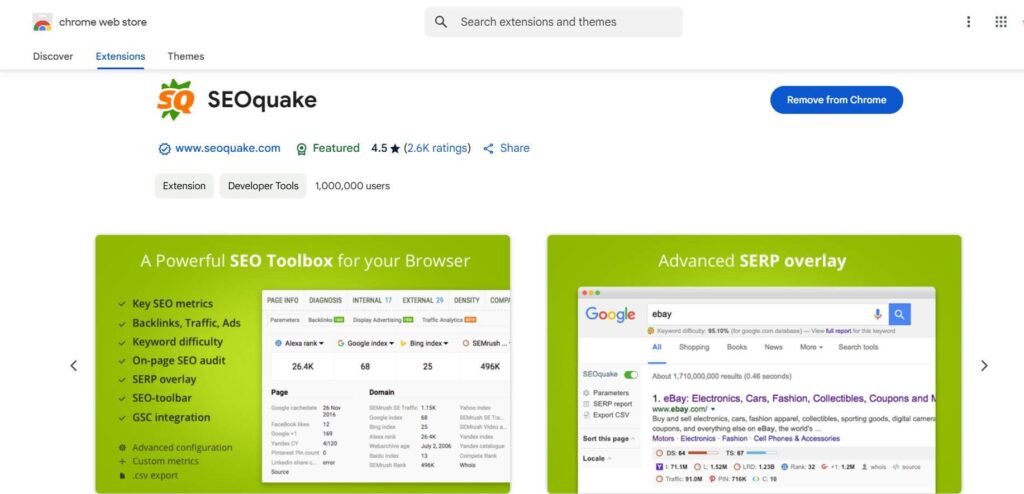 seo quake browser extension seo tool