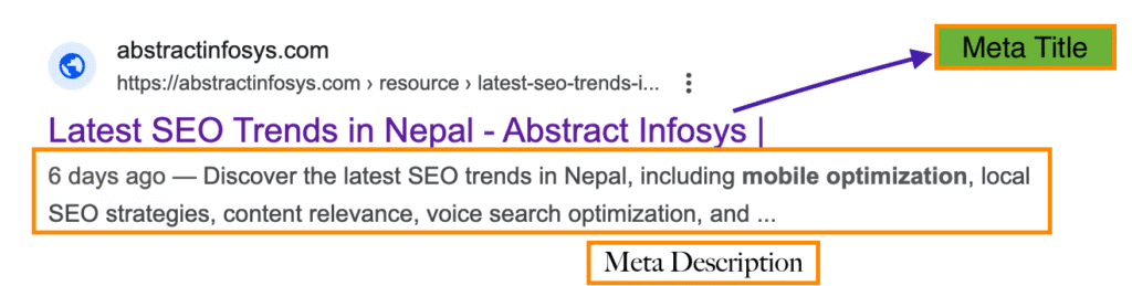 meta title and meta description example